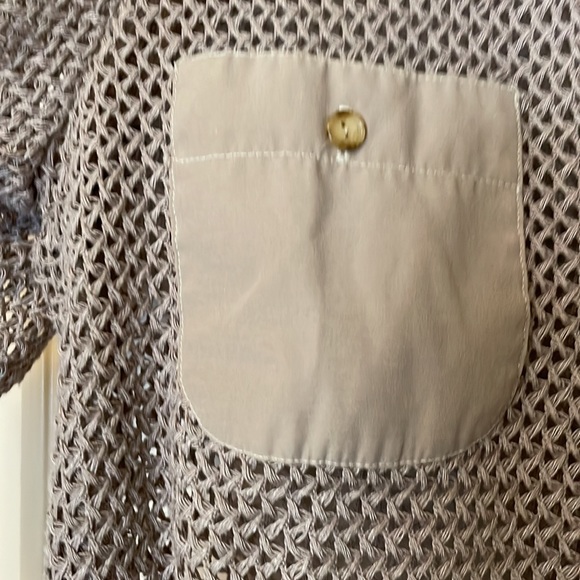 unique kappi fishnet top knit crochet top with puff sleeves union made - Picture 2 of 5